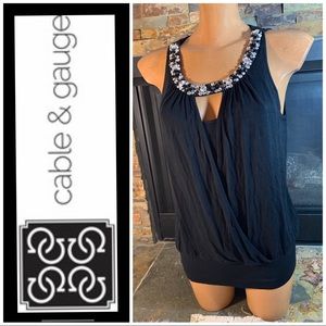 Cable and gauge bling tank - scoop neck